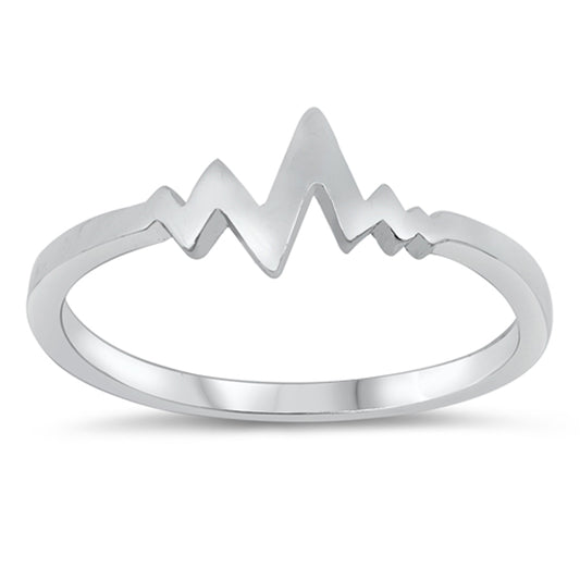 EKG Pulse Heartbeat Nurse EMT Ring .925 Sterling Silver Sizes 4-12