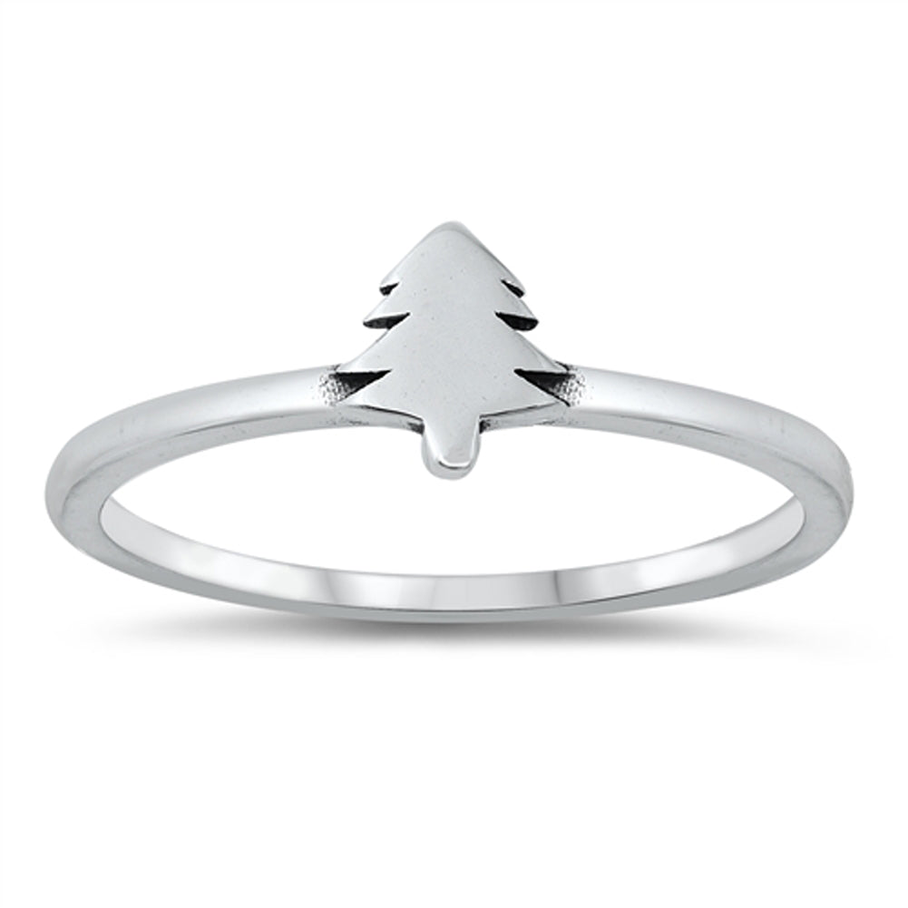 Pine Fur Christmas Tree Classic Ring New .925 Sterling Silver Band Sizes 4-10