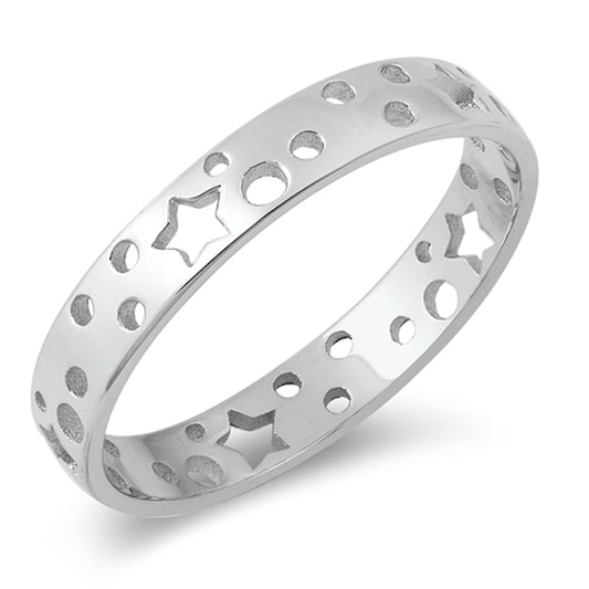 Cute Cutout Star Polka Dot Ring New .925 Sterling Silver Band Sizes 4-10