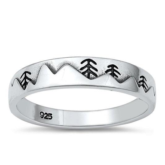 Sterling Silver Mountains & Trees Ring