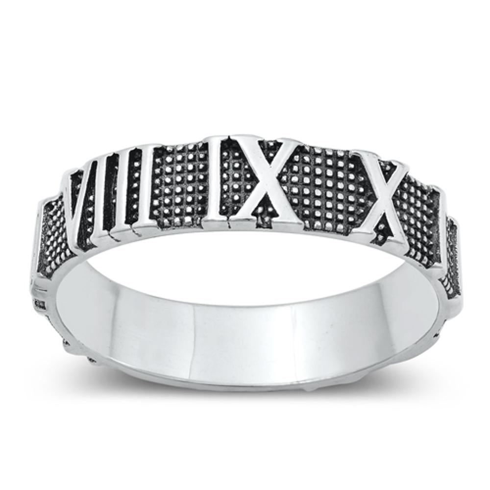 Sterling Silver Roman Numerals Ring