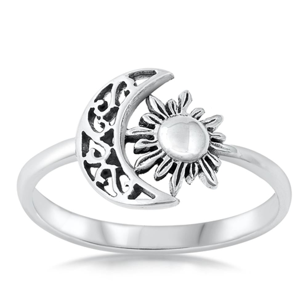 Sterling Silver Moon & Sun Ring