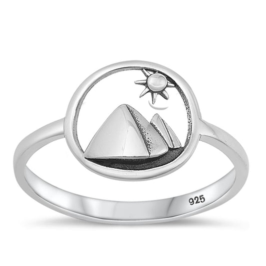 Sterling Silver Mountain & Sun Ring