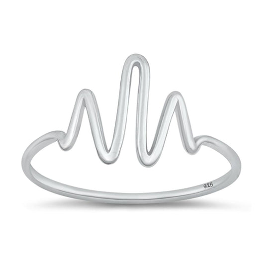 Sterling Silver EKG Wave Abstract Ring