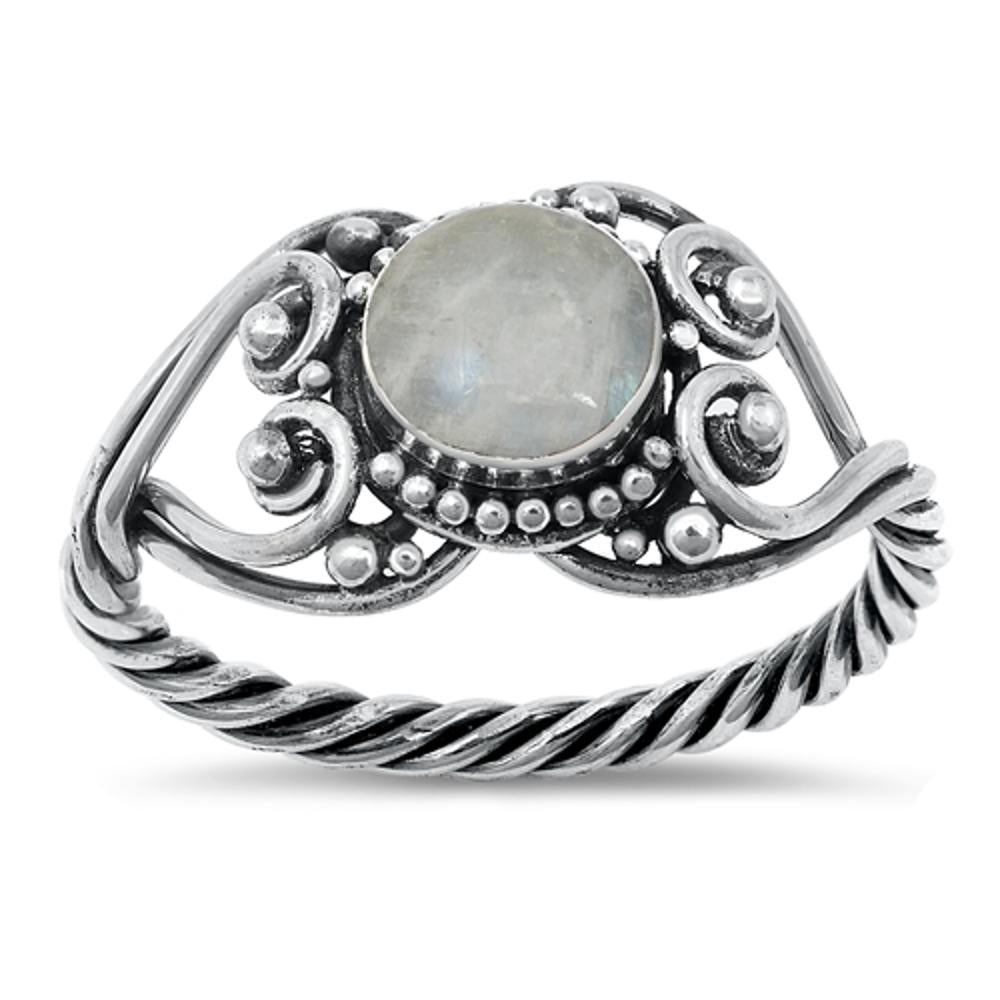 Unique Rope Heart Love Ring Moonstone .925 Sterling Silver Band Sizes 5-10