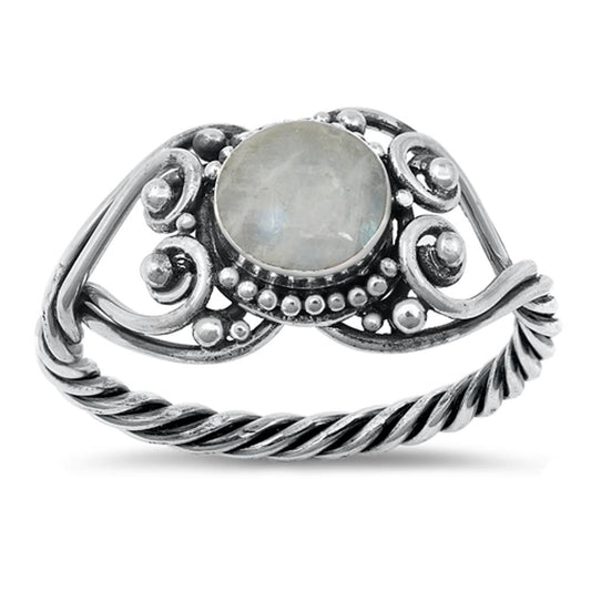 Unique Rope Heart Love Ring Moonstone .925 Sterling Silver Band Sizes 5-10