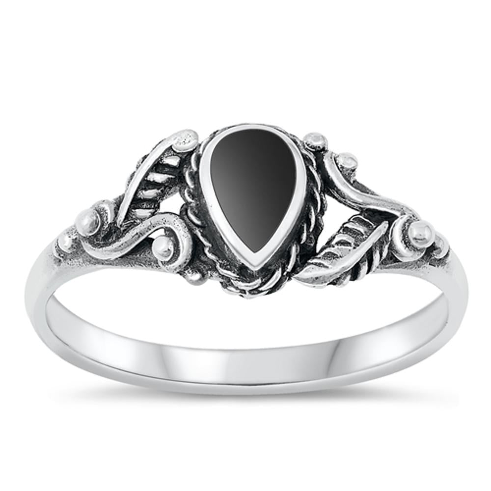 Sterling Silver Black Onyx Boho Ring