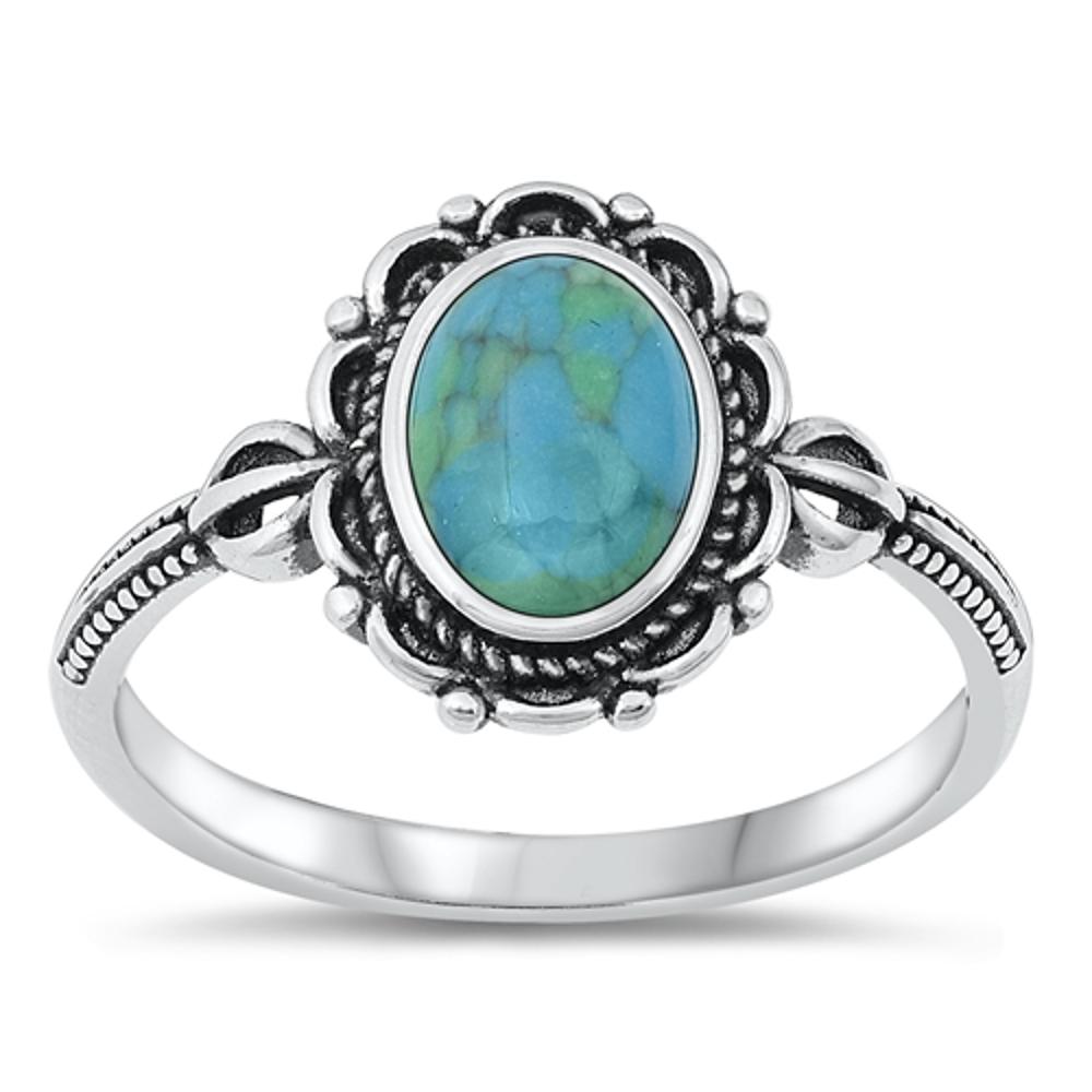 Sterling Silver Turquoise Bali Ring