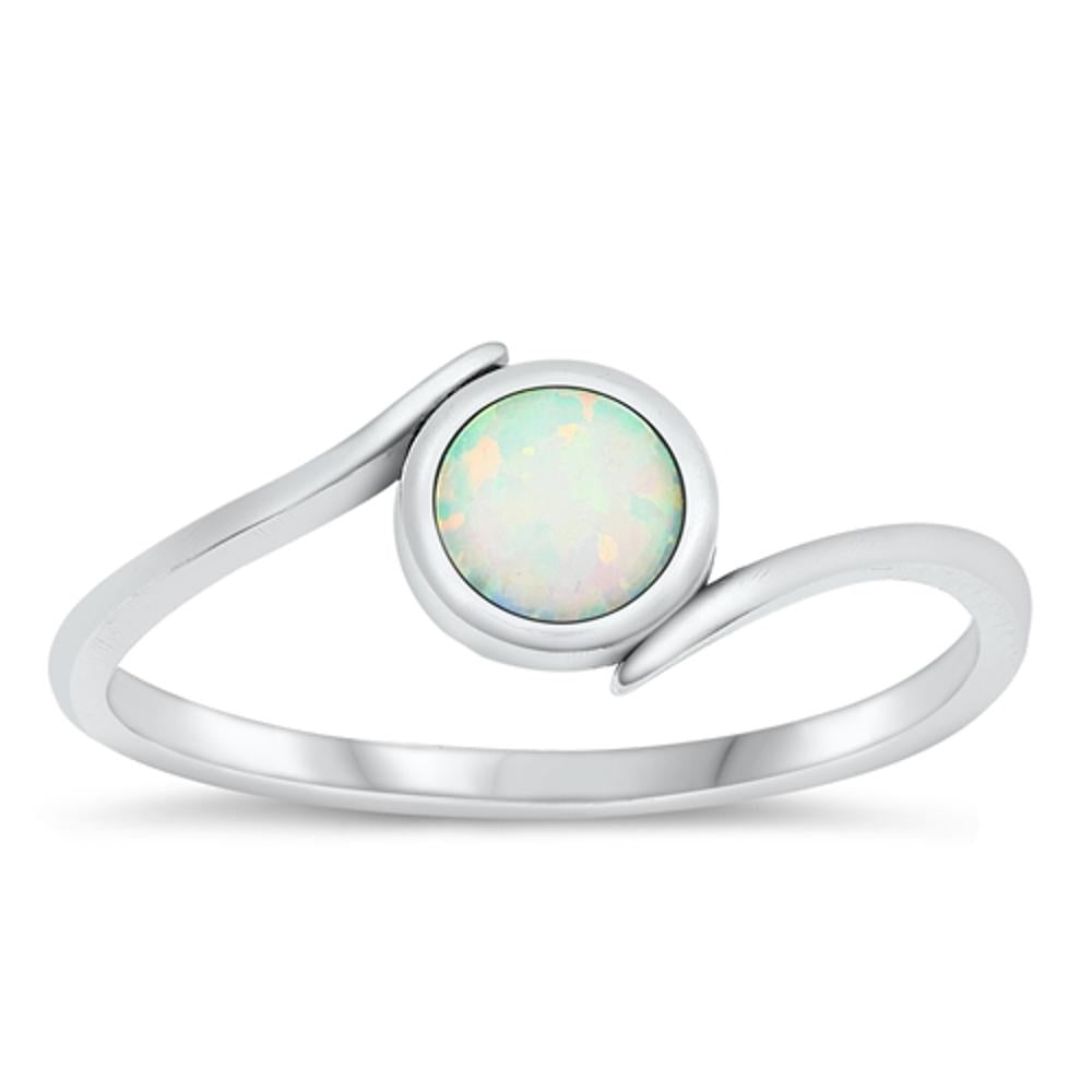 Sterling Silver White Lab Opal Ring