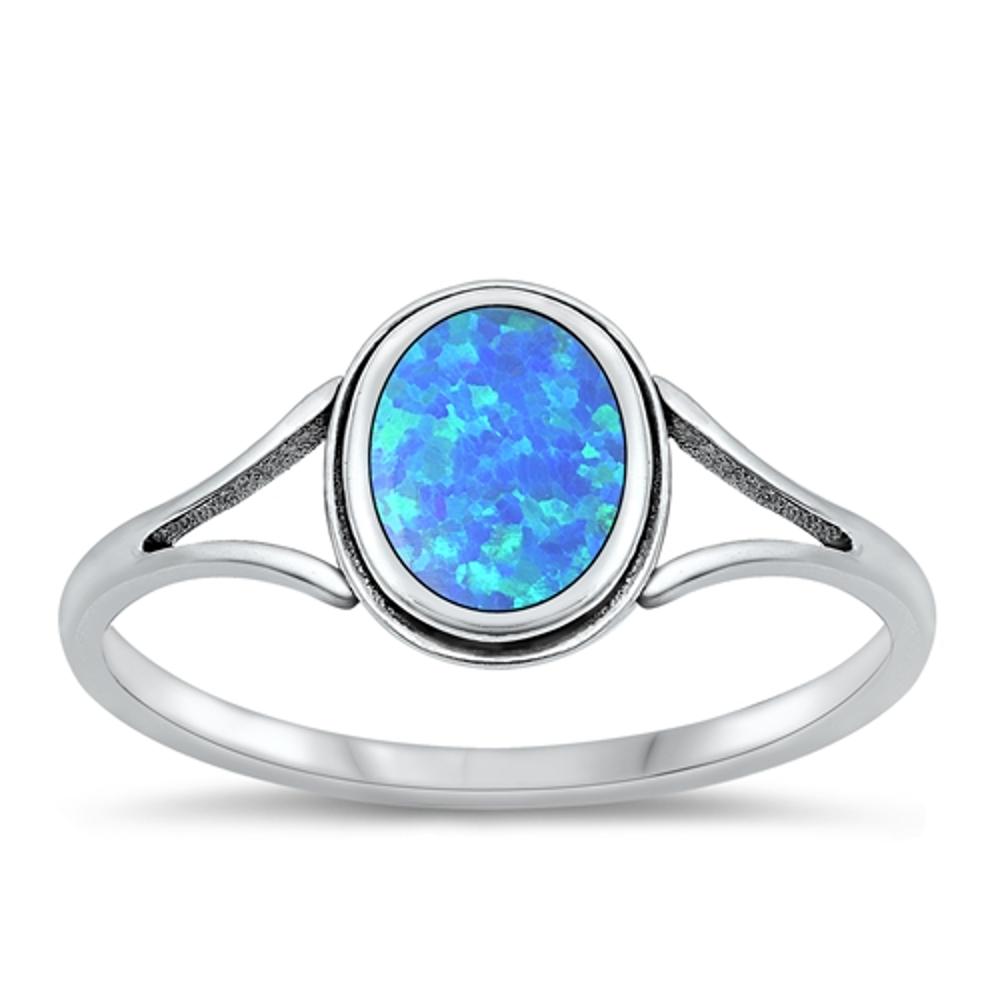 Sterling Silver Blue Lab Opal Ring