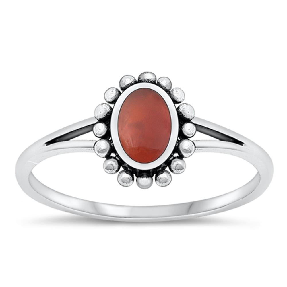Sterling Silver Red Agate Ring