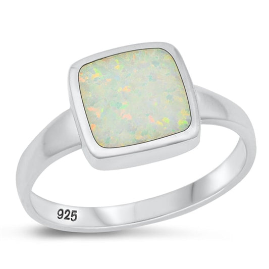 Sterling Silver White Lab Opal Ring