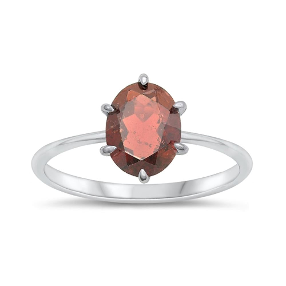 Sterling Silver Genuine Garnet Ring