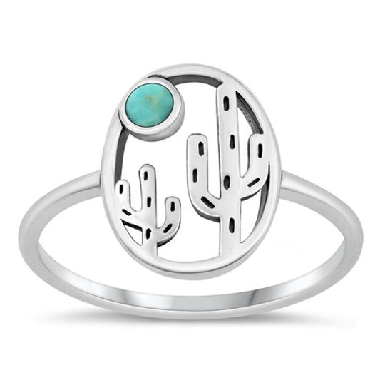 Sterling Silver Turquoise Cactus Ring