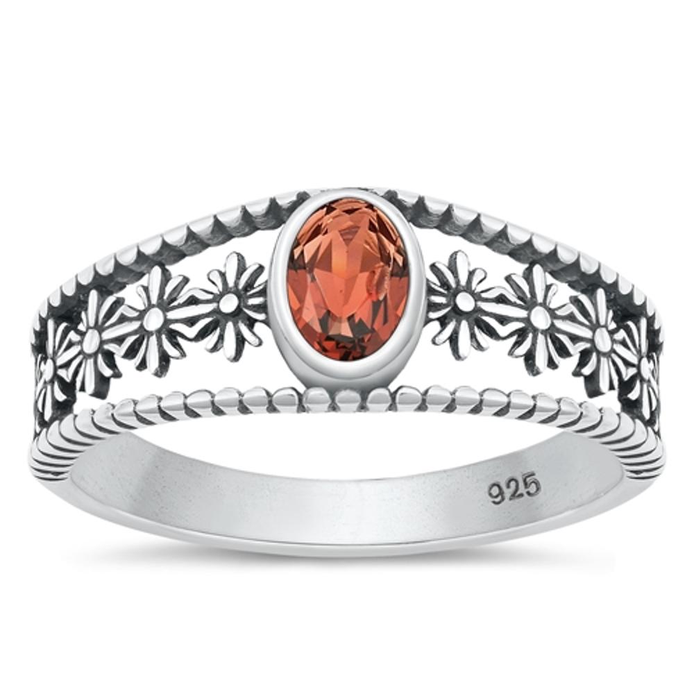 Sterling Silver Genuine Garnet Ring