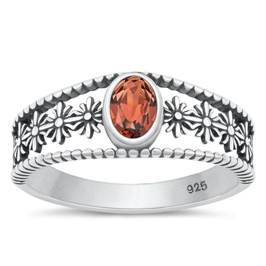 Sterling Silver Genuine Garnet Ring