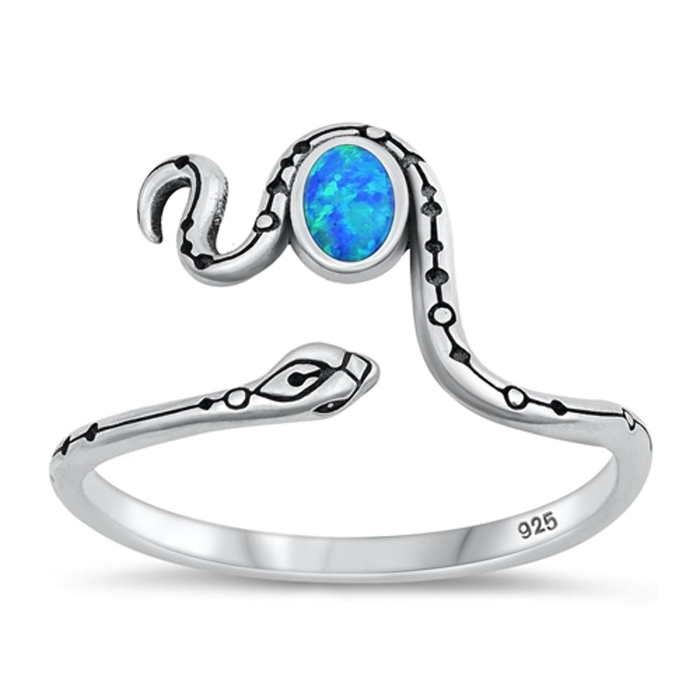 Sterling Silver Blue Lab Opal Ring