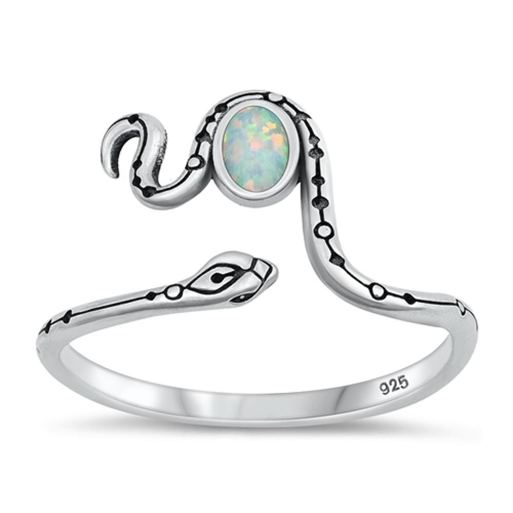 Sterling Silver White Lab Opal Ring