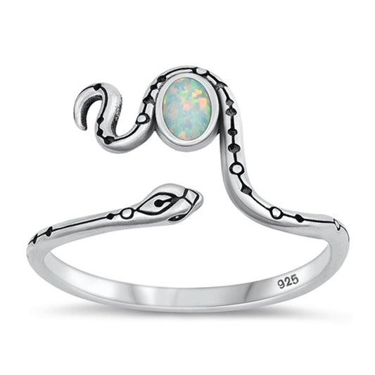 Sterling Silver White Lab Opal Ring