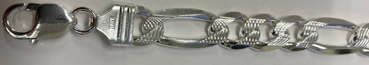 Pave Figaro 350 - 13.5mm - Sterling Silver Heavy Figaro Chain
