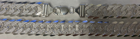 Double Curb Pave 300 - 16mm - Sterling Silver Heavy Cuban Chain