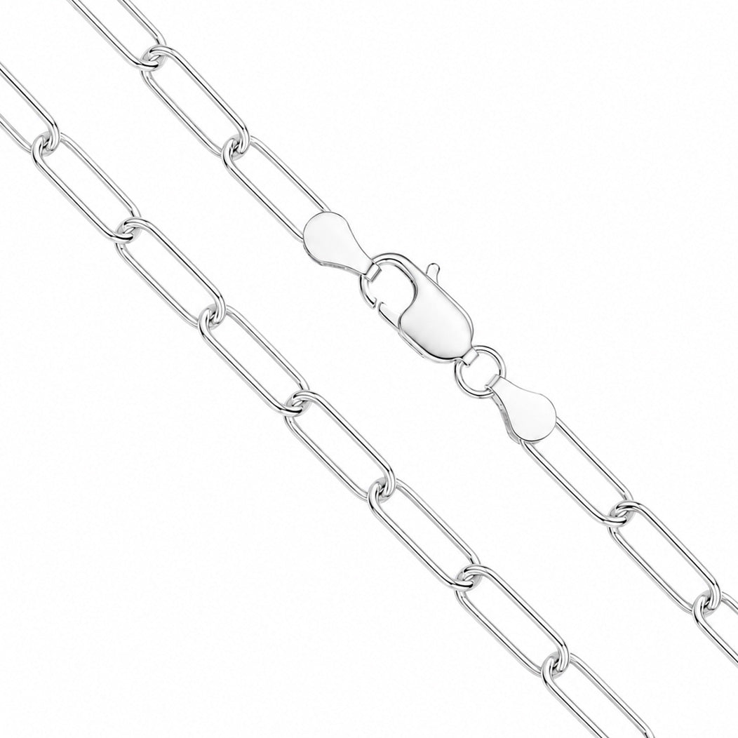 Paper Clip 110 - 5mm - Sterling Silver Paper Clip Chain Necklace