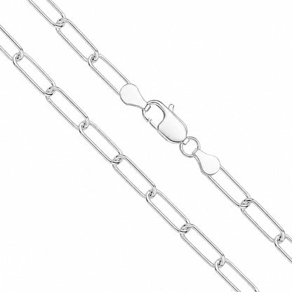 Paper Clip 110 - 5mm - Sterling Silver Paper Clip Chain Necklace