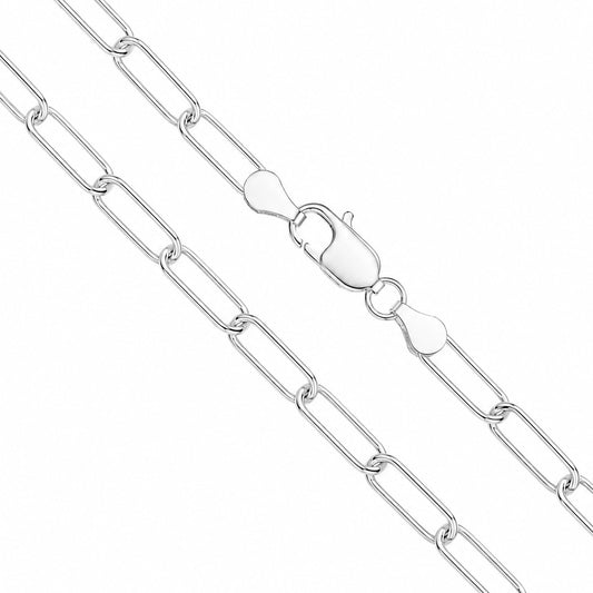 Paper Clip 110 - 5mm - Sterling Silver Paper Clip Chain Necklace