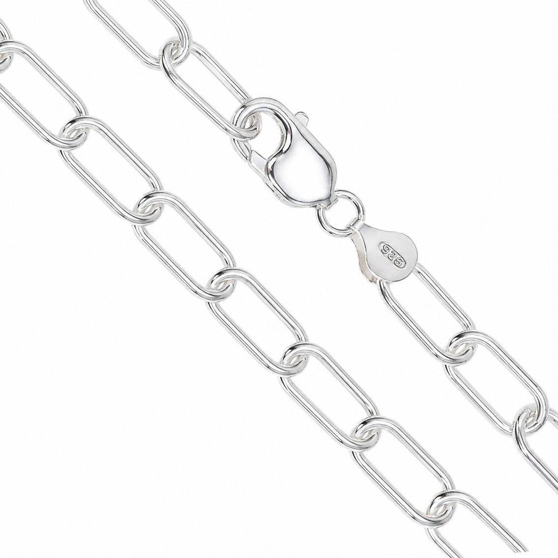Paper Clip 180 - 9mm - Sterling Silver Paper Clip Chain Necklace