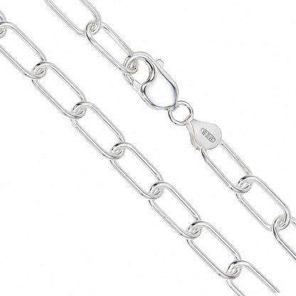 Paper Clip 180 - 9mm - Sterling Silver Paper Clip Chain Necklace
