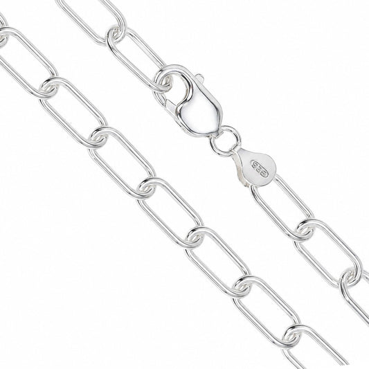 Paper Clip 180 - 9mm - Sterling Silver Paper Clip Chain Necklace