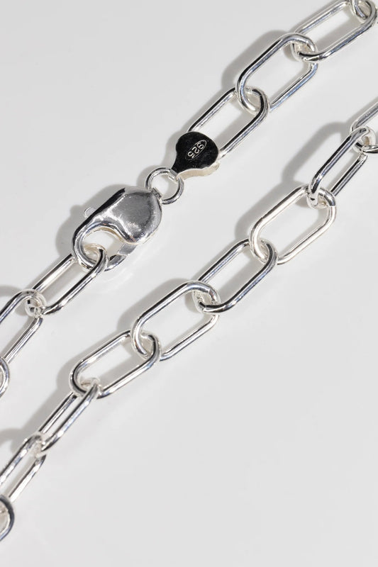 Paper Clip 180 - 9mm - Sterling Silver Paper Clip Chain Necklace