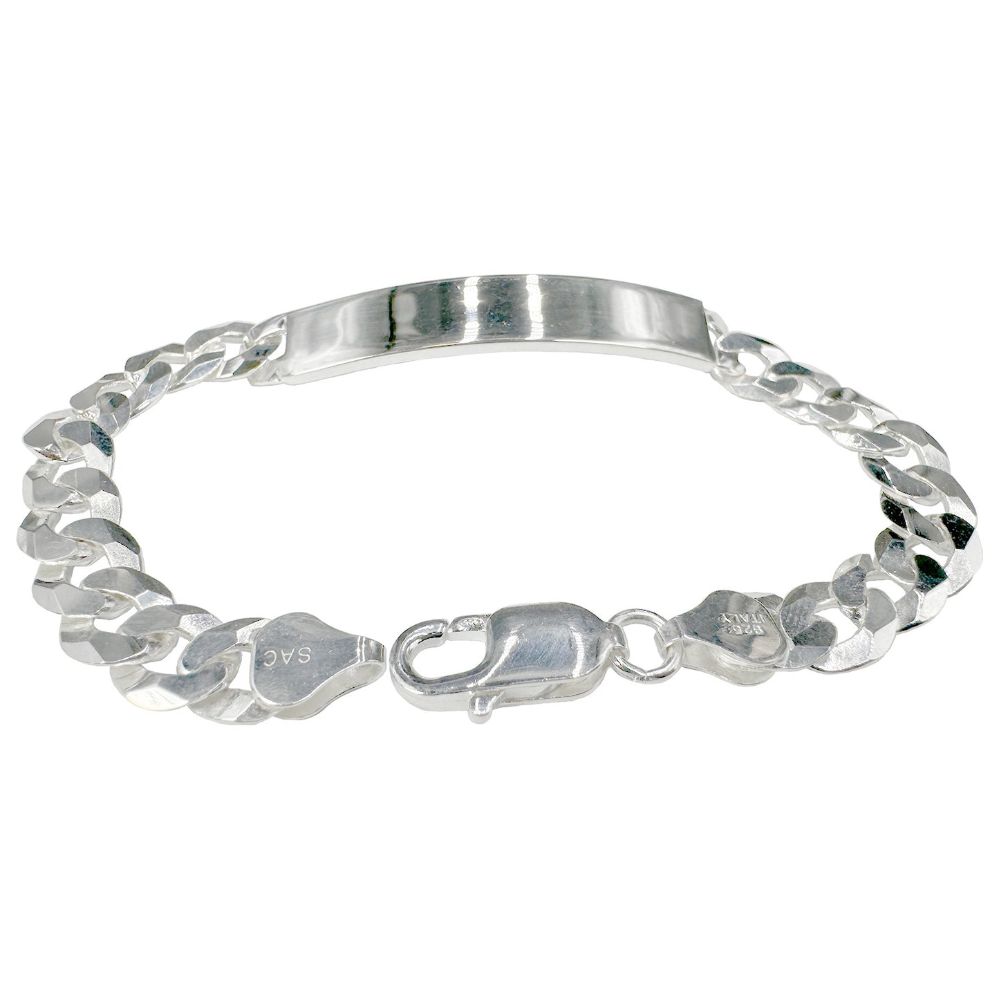 Curb ID 140 - 6.4mm - Sterling Silver Flat Curb ID Bracelet