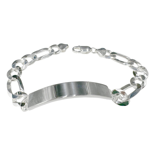 Figaro ID 180 - 8.5mm - Sterling Silver Flat Figaro ID Bracelet