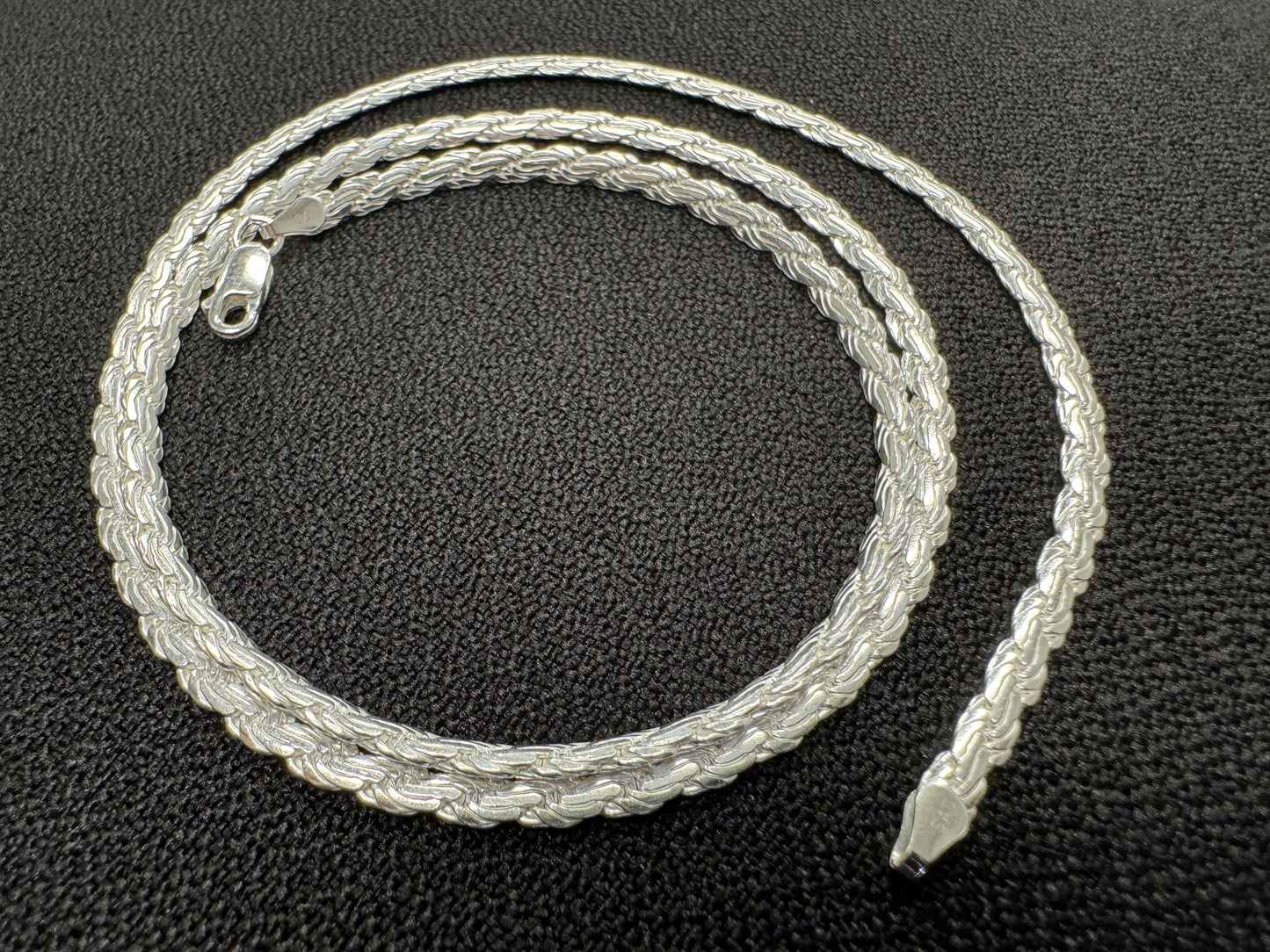 Rope Flat 080 - 3.8mm - Sterling Silver Flat Rope Chain Necklace