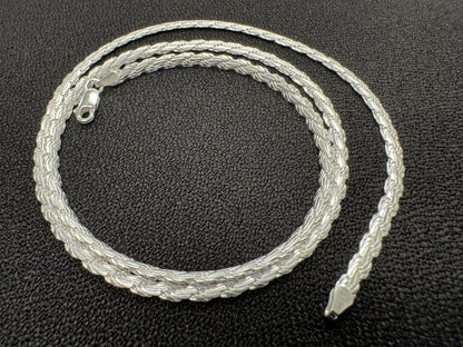 Rope Flat 080 - 3.8mm - Sterling Silver Flat Rope Chain Necklace