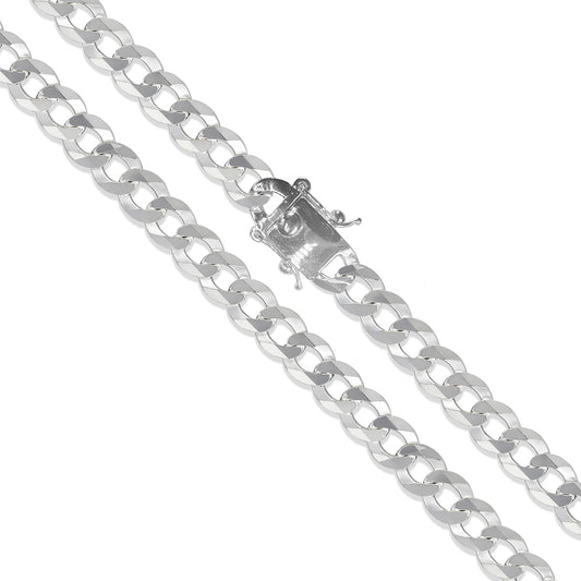 Curb 220 Box Lock - 10.3mm - Sterling Silver Curb Chain Necklace