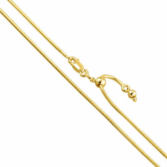 Snake Gold Plated Adjustable 050 - 2mm - Sterling Silver Snake Chain Necklace