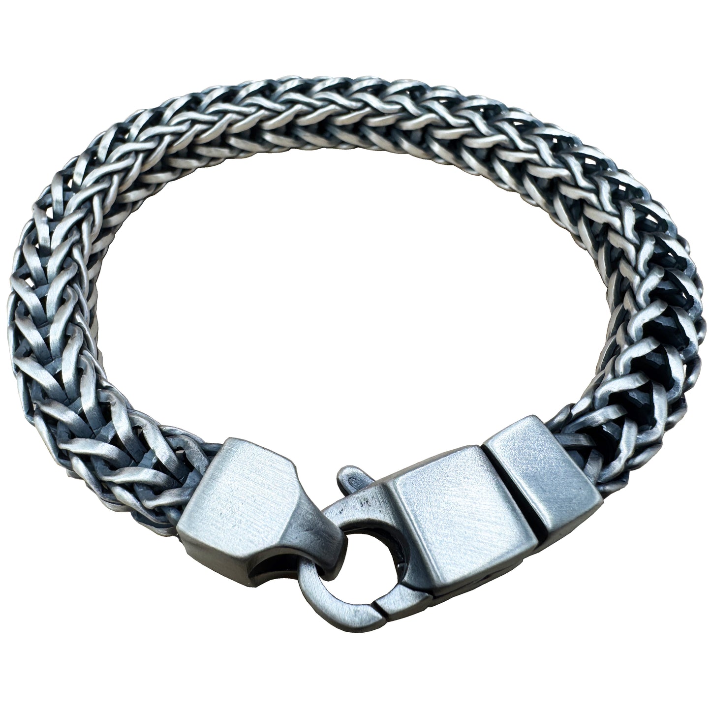 Franco Square Oxidized - 9.3mm - Sterling Silver Chain Handmade Bracelet