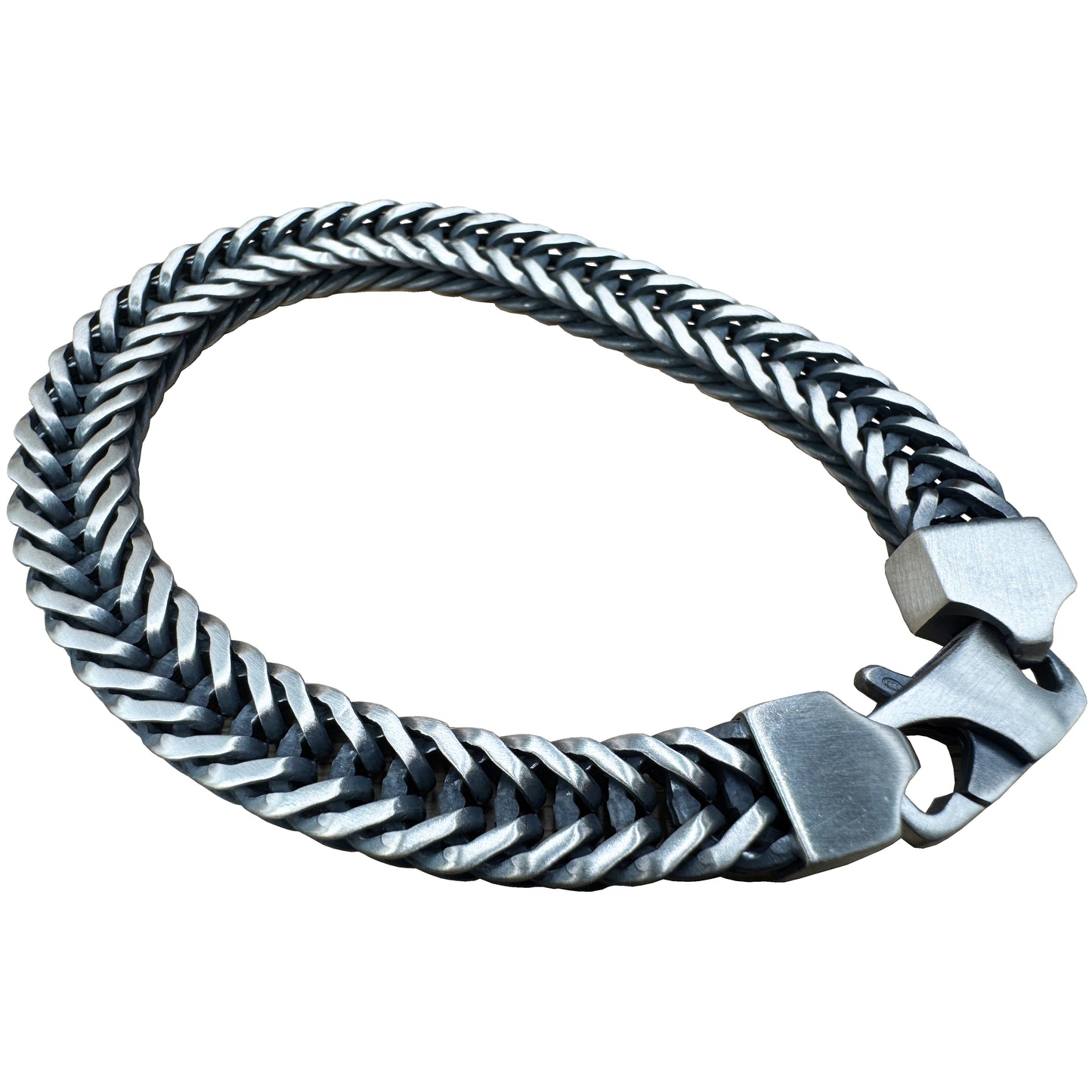 Franco Oval Oxidized - 9.7mm - Sterling Silver Chain Handmade Bracelet