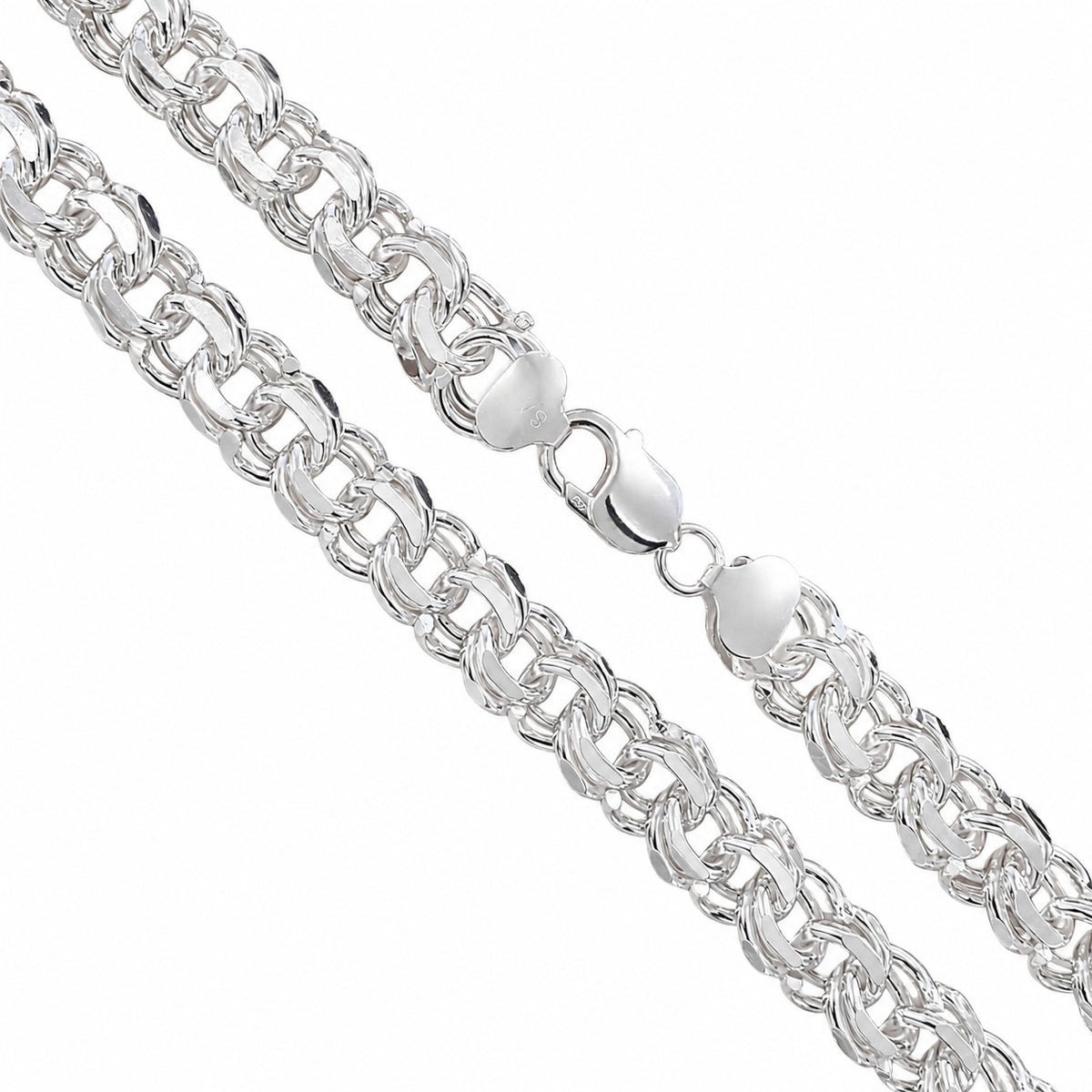 Double Curb Offset - 12mm - Sterling Silver Heavy Cuban Chain