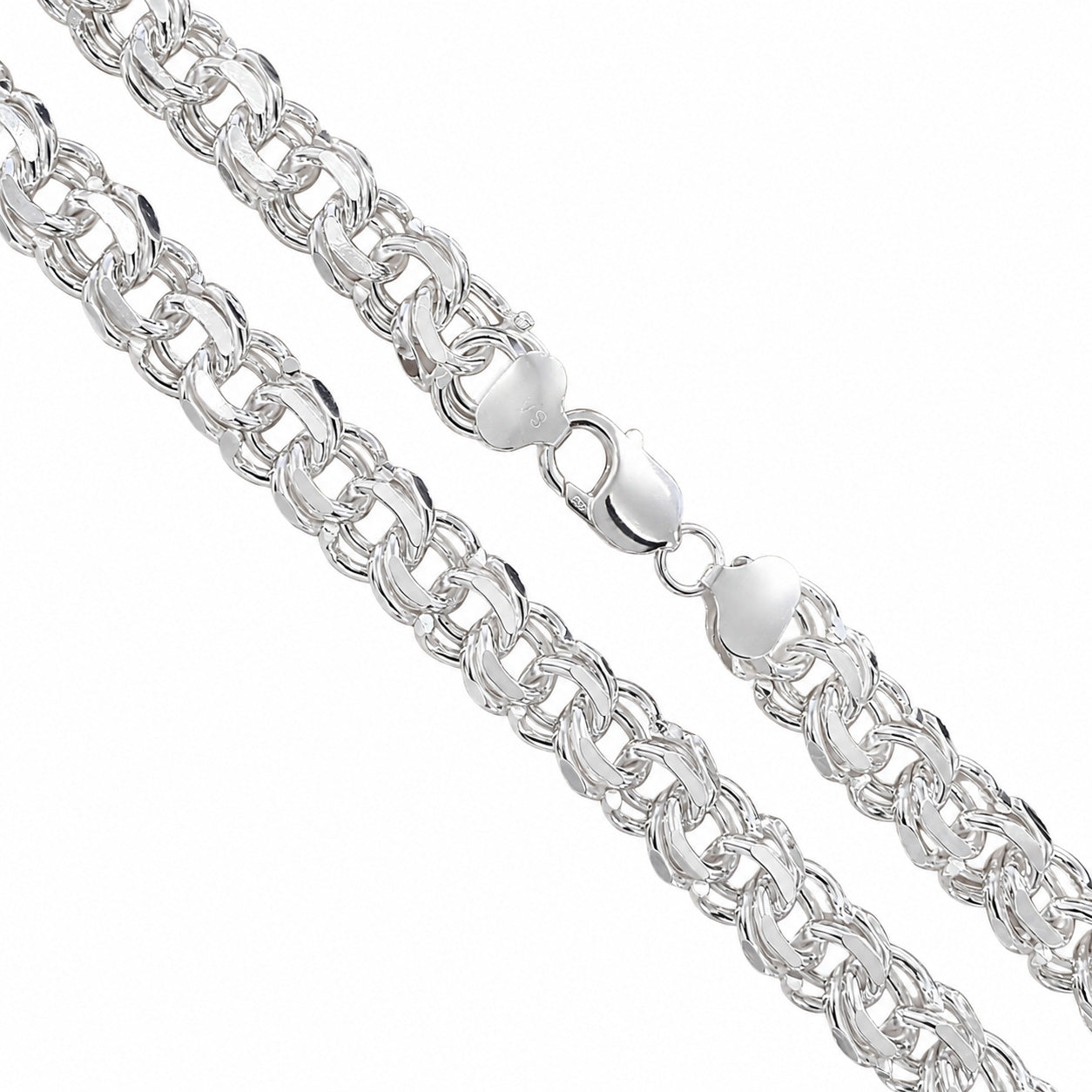 Double Curb Offset - 12mm - Sterling Silver Heavy Cuban Chain