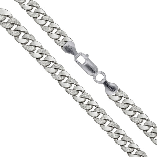 Miami Cuban Frosted 250 - 8.2mm - Sterling Silver Link No-Stone Chain