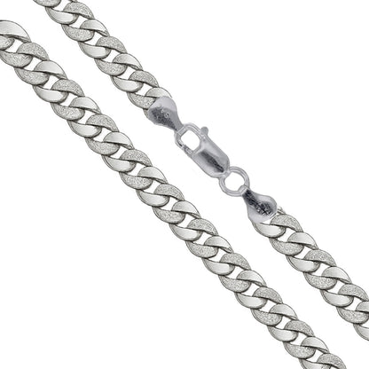 Miami Cuban Frosted 250 - 8.2mm - Sterling Silver Link No-Stone Chain