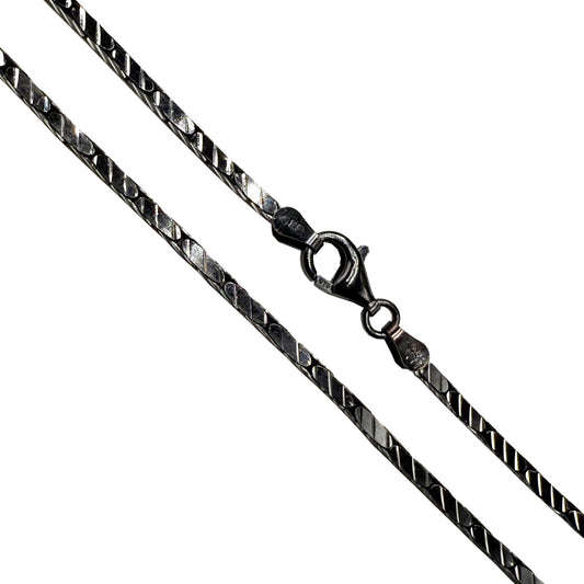 Cardano 150 - 2mm - Sterling Silver Black Diamond-Cut Chain