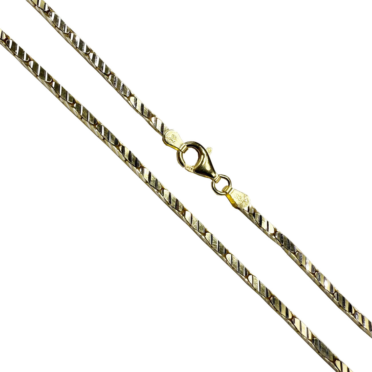 Cardano 150 - 2mm - Sterling Silver Gold Plated Diamond-Cut Chain