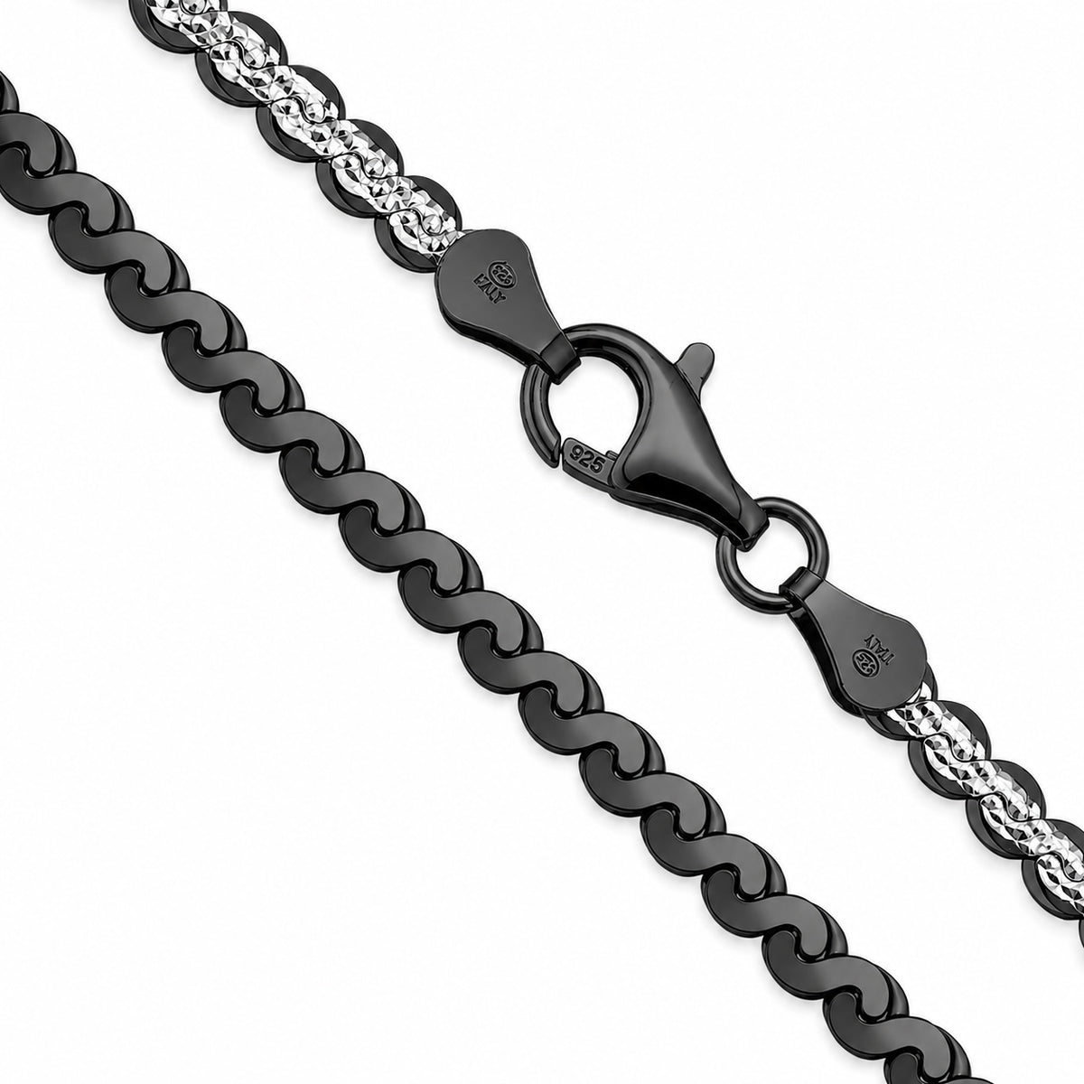 Serpentine 120 - 3.5mm - Sterling Silver 2-Tone Diamond-Cut Chain