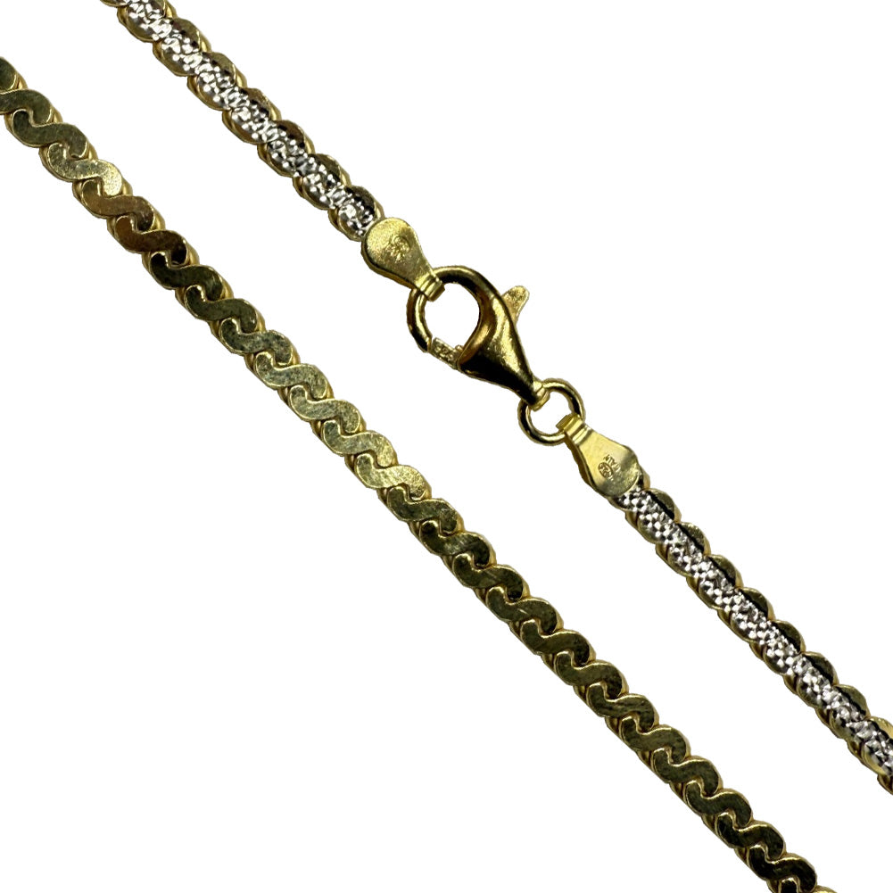 Serpentine 120 - 3.5mm - Sterling Silver 2-Tone Diamond-Cut Chain
