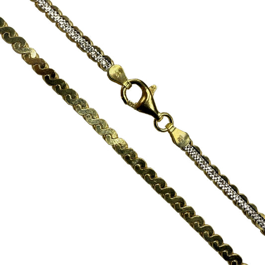 Serpentine 120 - 3.5mm - Sterling Silver 2-Tone Diamond-Cut Chain