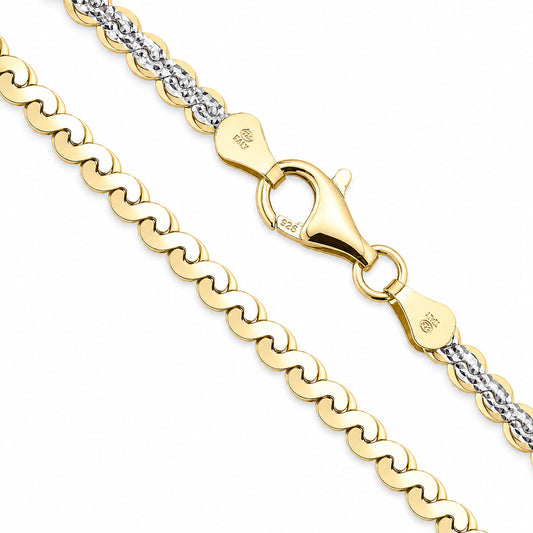 Serpentine 120 - 3.5mm - Sterling Silver 2-Tone Diamond-Cut Chain